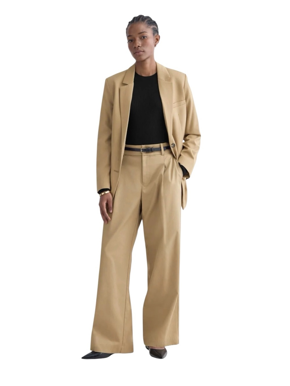 Everlane Wide Leg Trouser in Buttersmooth - Ash Brown